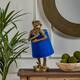Chester Gold Monkey Table Lamp w/Blue Velvet Shade - 9 x 9 x 21.5