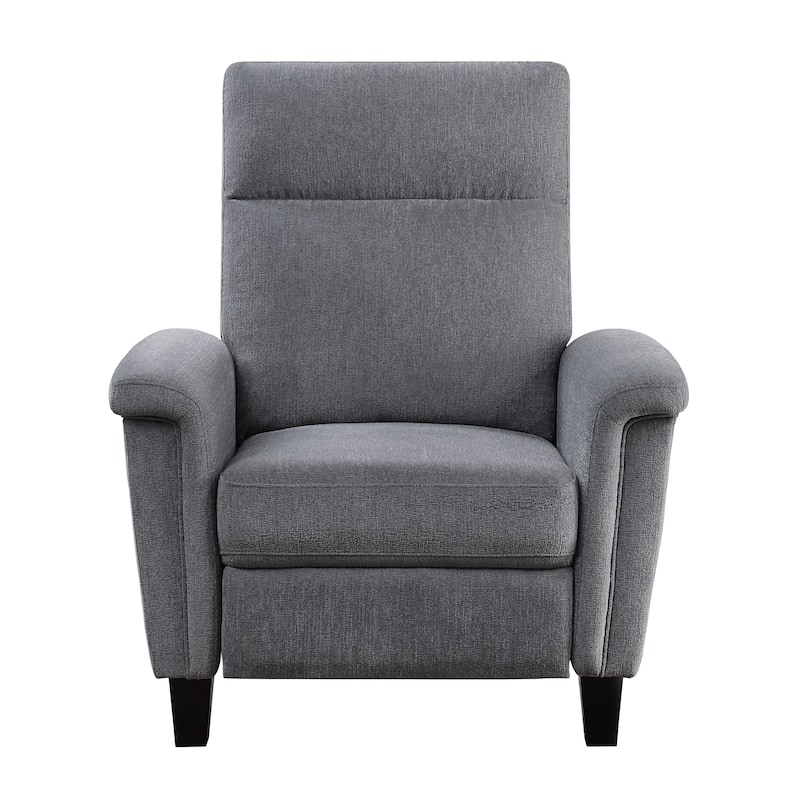 Iser 35 Inch Push Back Manual Recliner Chair, Light Gray Chenille Fabric