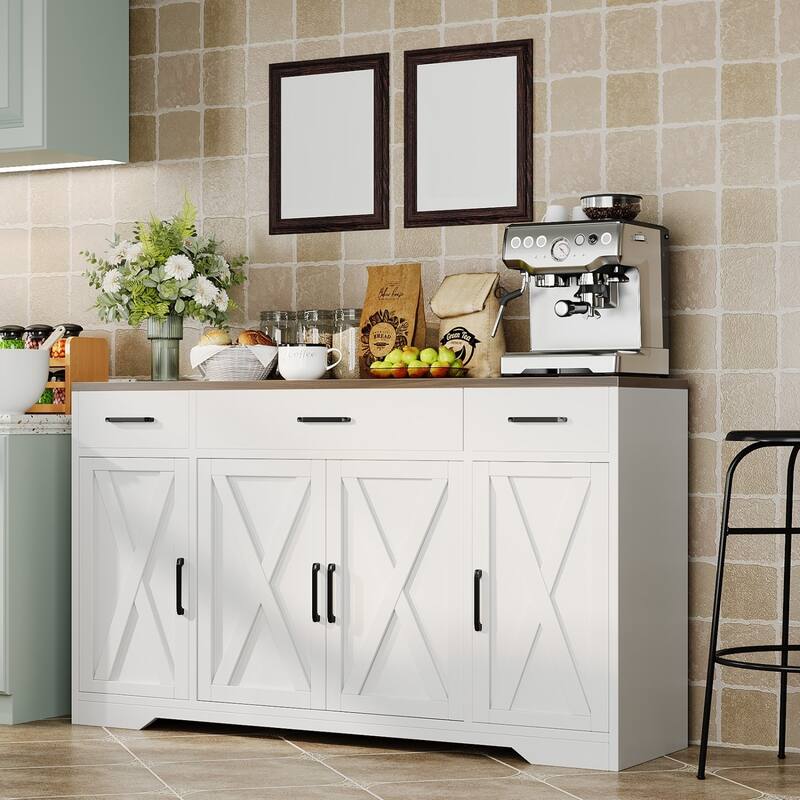 Modern Farmhouse Buffet Cabinet, Kitchen Cabinet with Adjustable Shelf