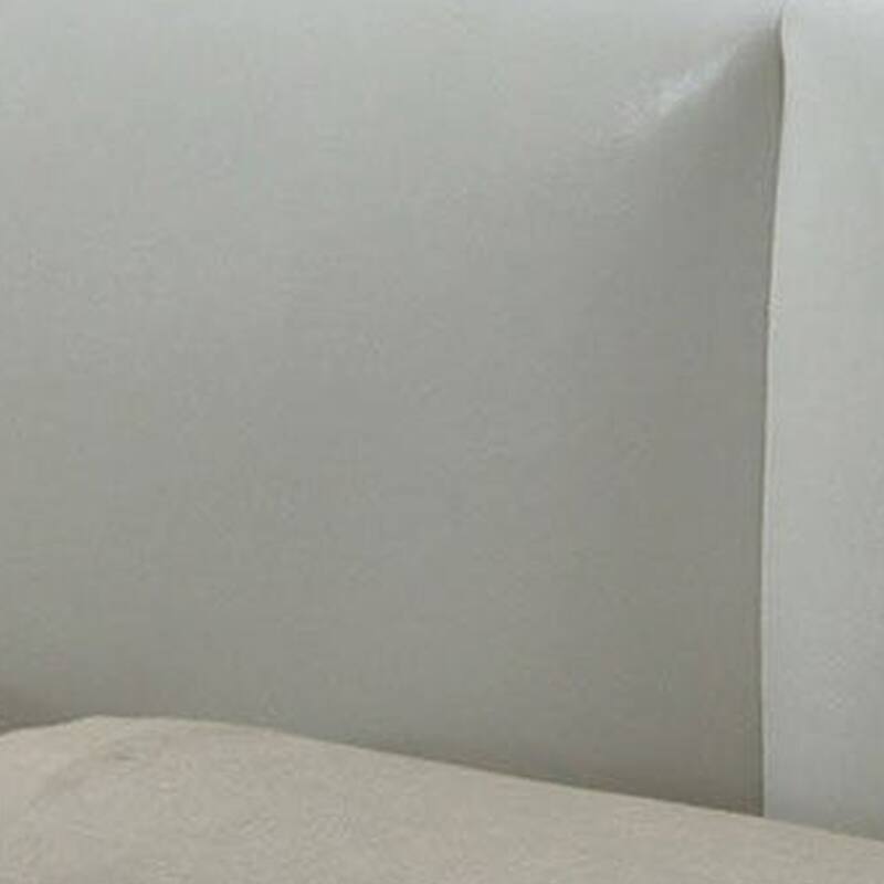 Platform Style Eastern King Size Bed with Leatherette Headboard, White