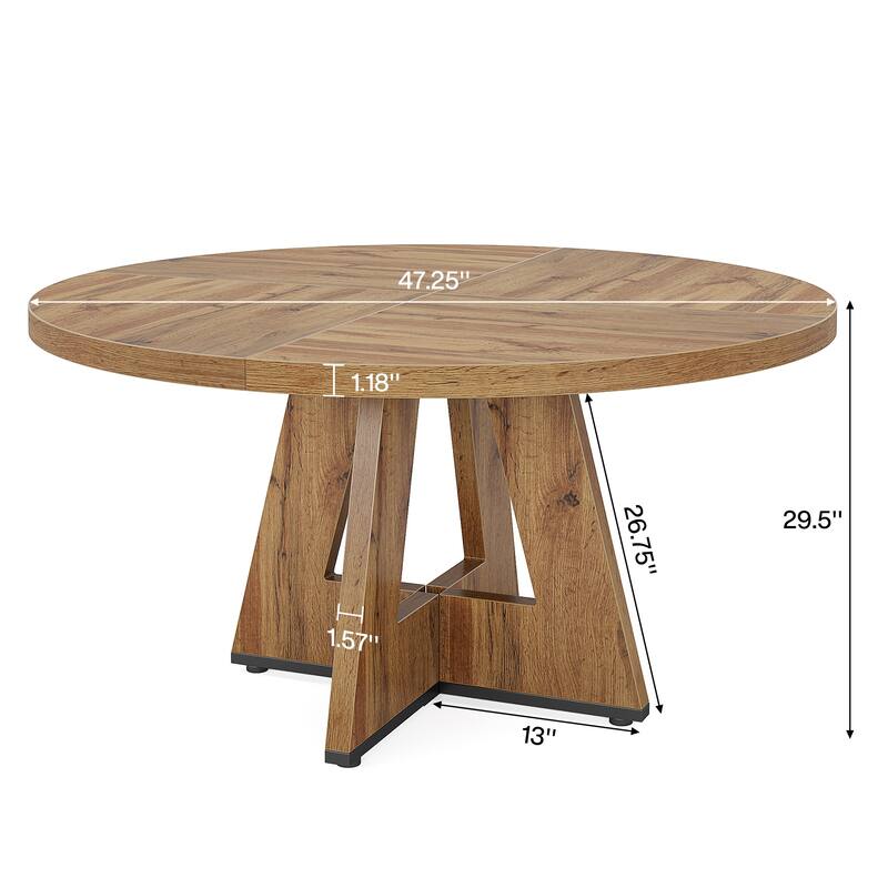 47-inch Round Conference Table for 4-6 People, Wooden Meeting Room Table