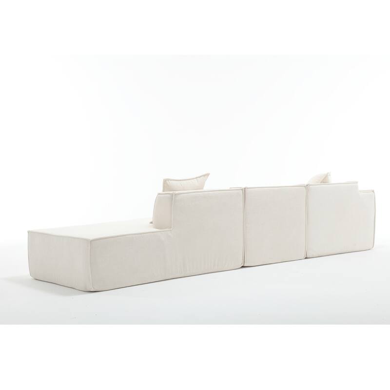L-Shaped Modular Sofa Set,Modern Minimalist Design, Italian Style, Beige Polyester Fabric,Left Facing