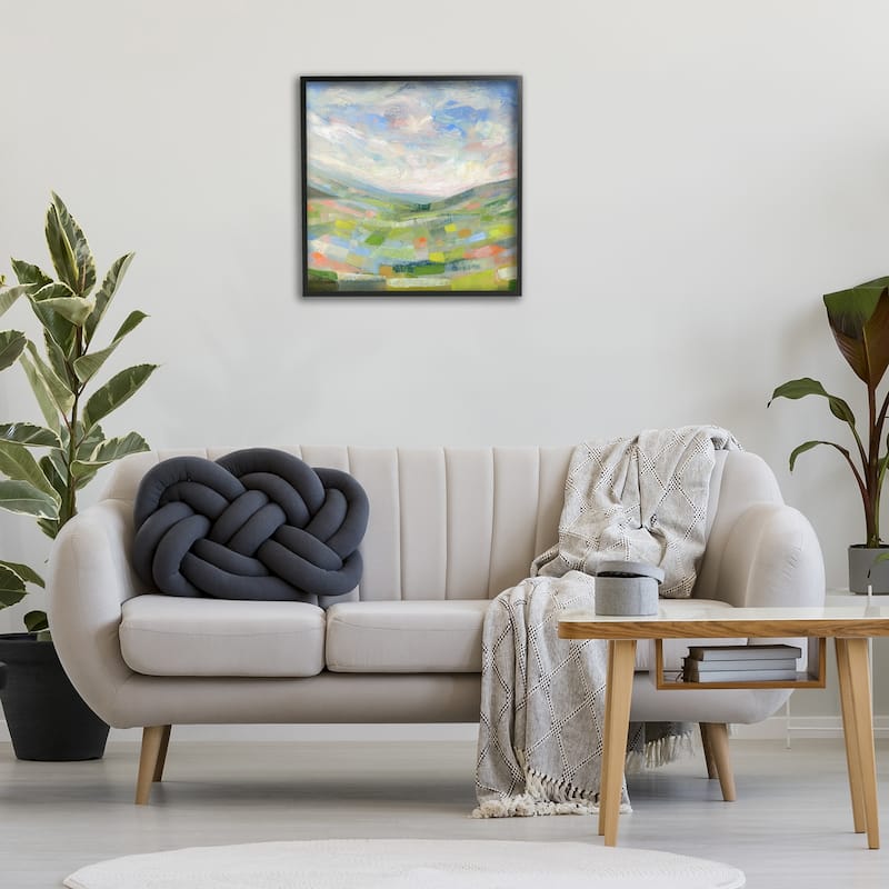 Stupell Jolly Geometric Countryside Scene Framed Giclee Art Design By Ashley Davis