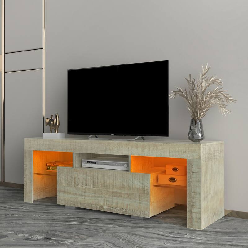 Black TV Stand with LED RGB Lights TV Cabinet