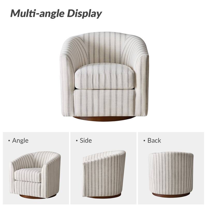 Althea Modern Genuine Leather Swivel Barrel Chair with Solid Wood Base Set of 2 By HULALA HOME