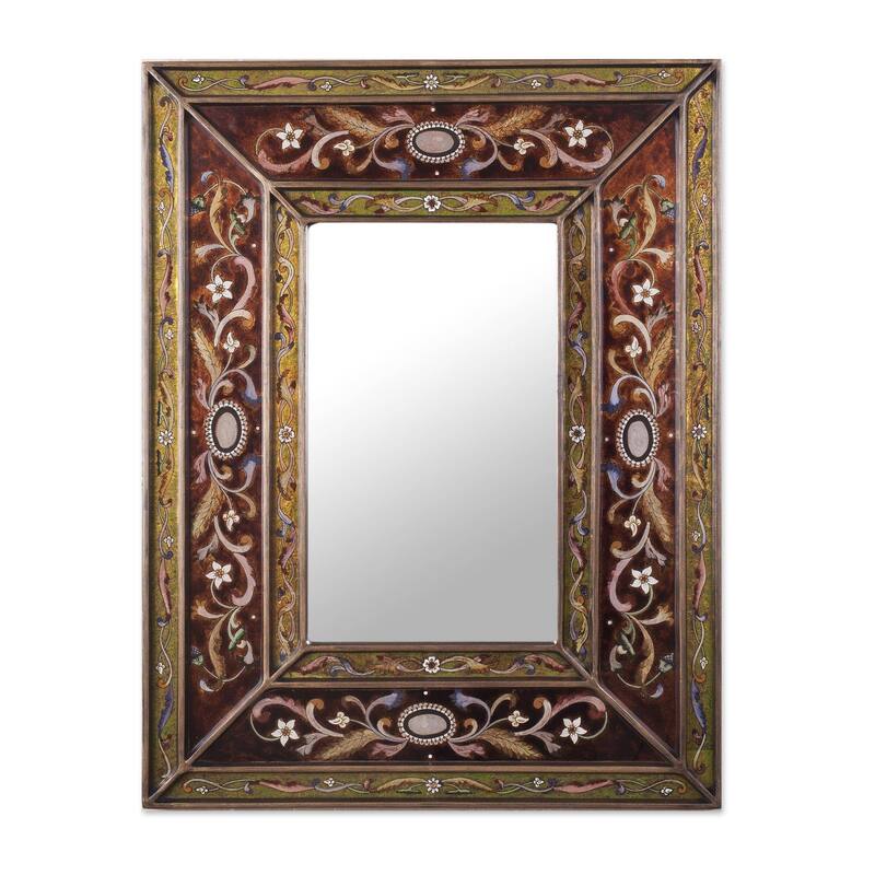 NOVICA Handmade Cajamarca Warmth Wood Frame Mirror (Peru) - Brown