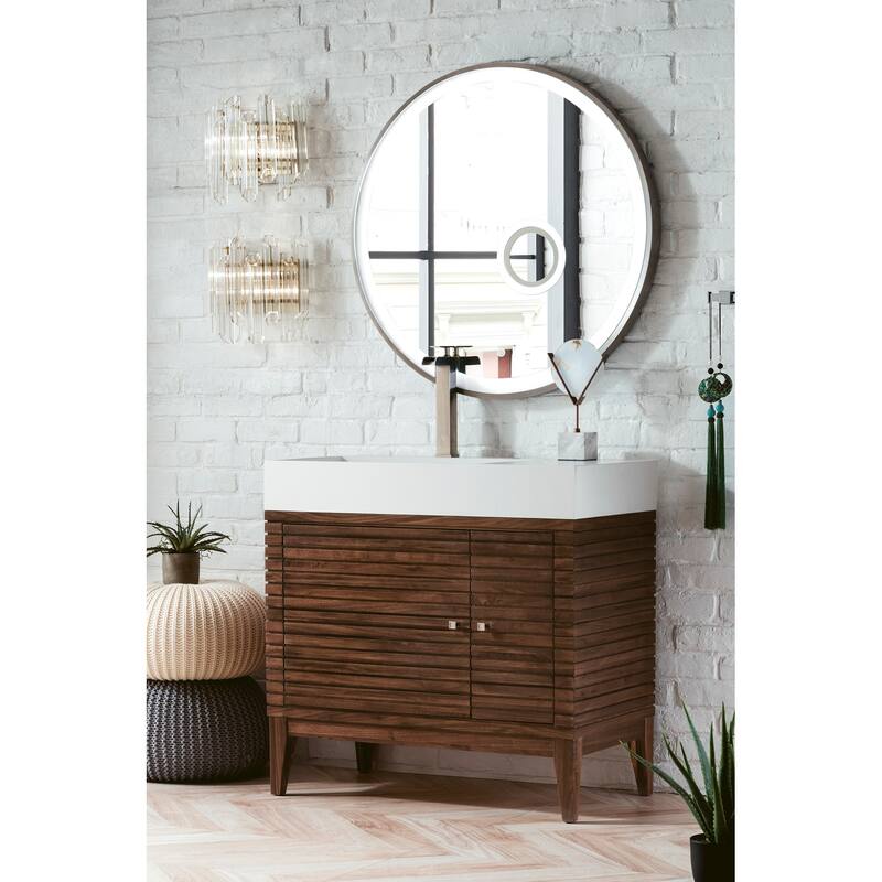 James Martin Vanities Linear 36" Single Vanity, Mid Century Walnut