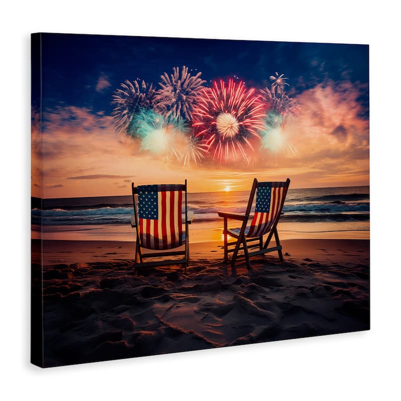 Stupell Summer Fireworks at Beach Canvas Wall Art Design By Arlington Prints