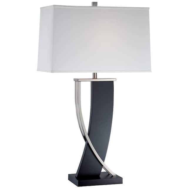 Lite Source Estella Modern Dark Walnut and Polished Steel Table Lamp