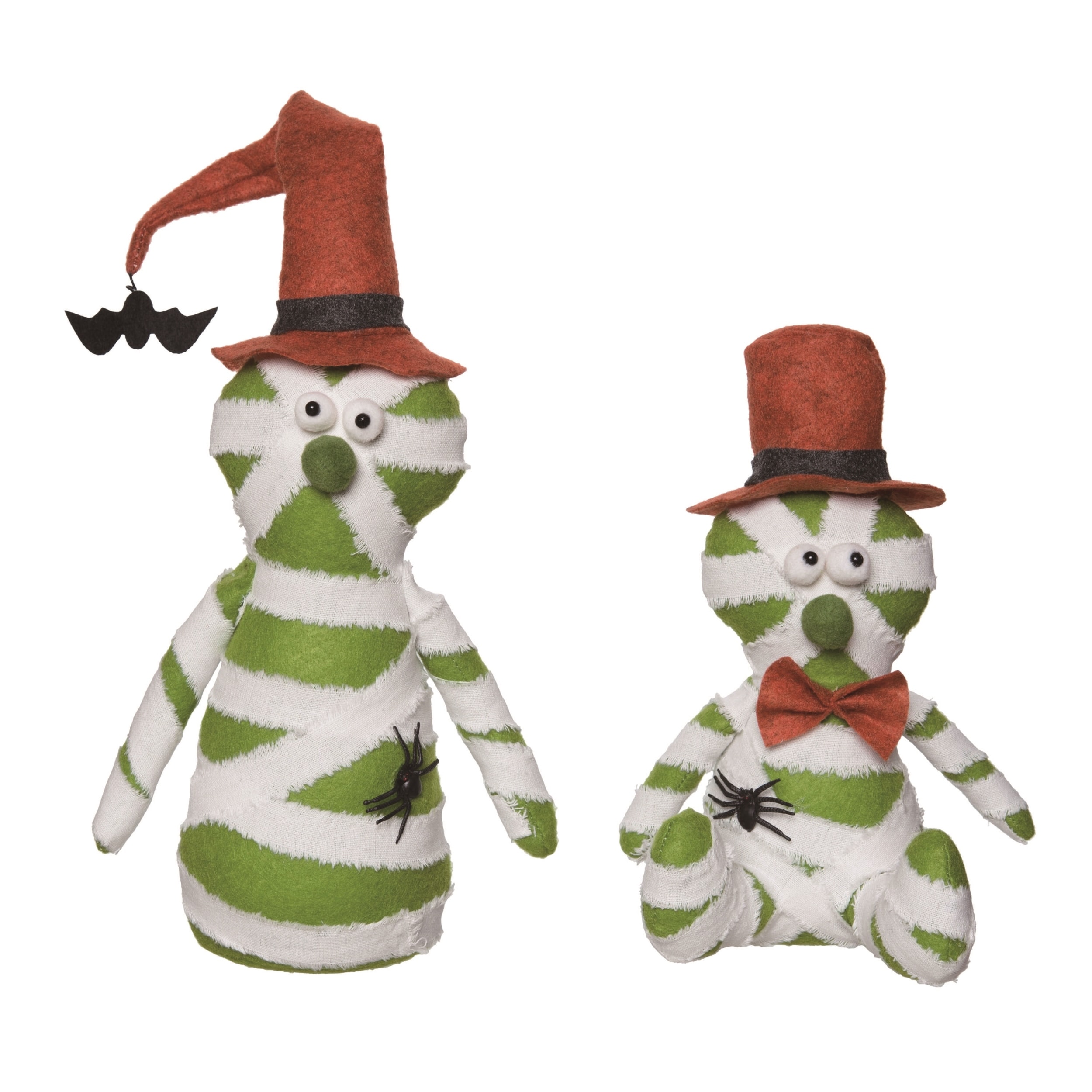 Multicolor Halloween Plush Mummy Sitters Set of 2 Decorative Figurines