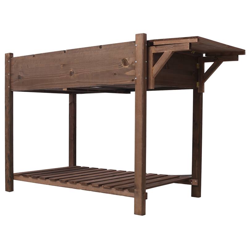 8-Pocket Wood Raised Garden Bed, Foldable Design for Herbs Veggies