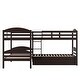 preview thumbnail 7 of 7, Twin L-Shaped Bunk bed with Trundle and Full-length Guardrail, Espresso