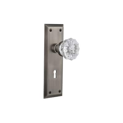 Nostalgic Warehouse Crystal Solid Brass Privacy Door Knob Set with New