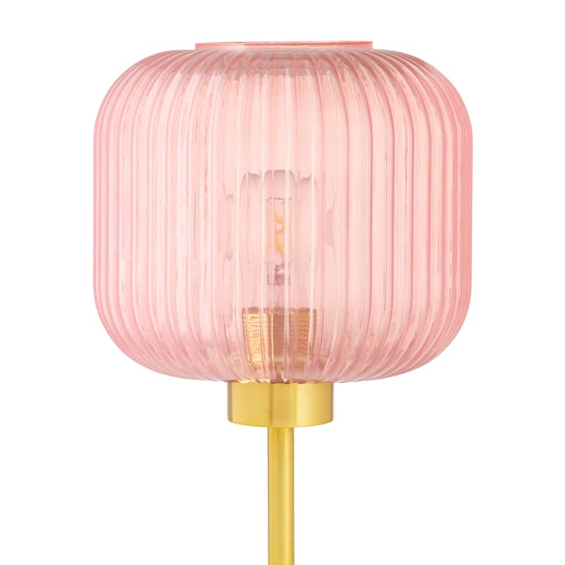 Rowan River of Goods 21.25-Inch Brushed Gold Metal Table Lamp with Glass Shade