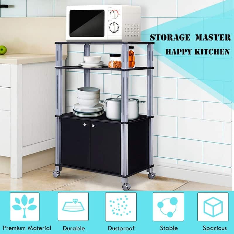 Microwave Rack Stand Rolling Storage Cart - 23.5" x 15.5" x 38.5" (L x W x H)