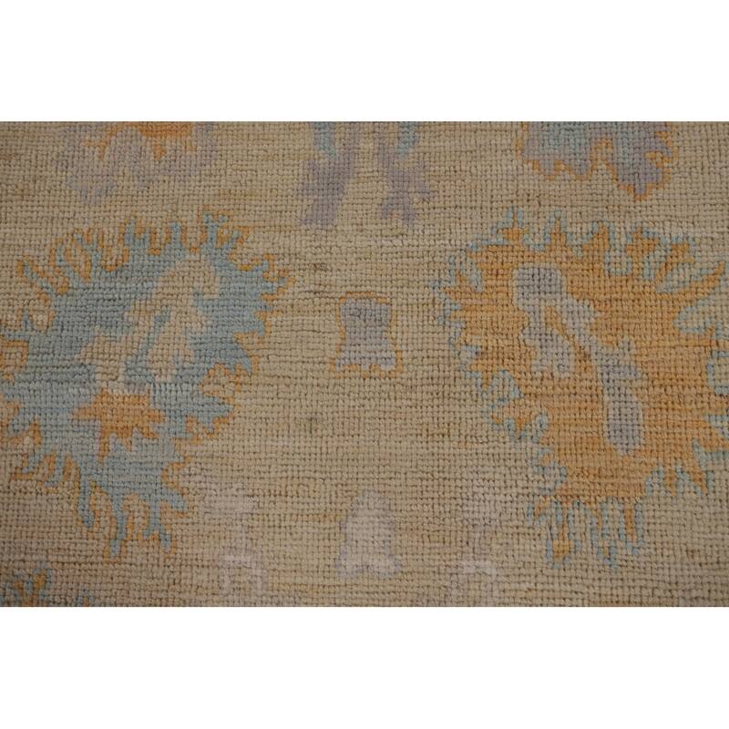 Oushak Vegetable Dye Runner Rug Hand-Knotted Wool Carpet - 3'1"x 11'6"