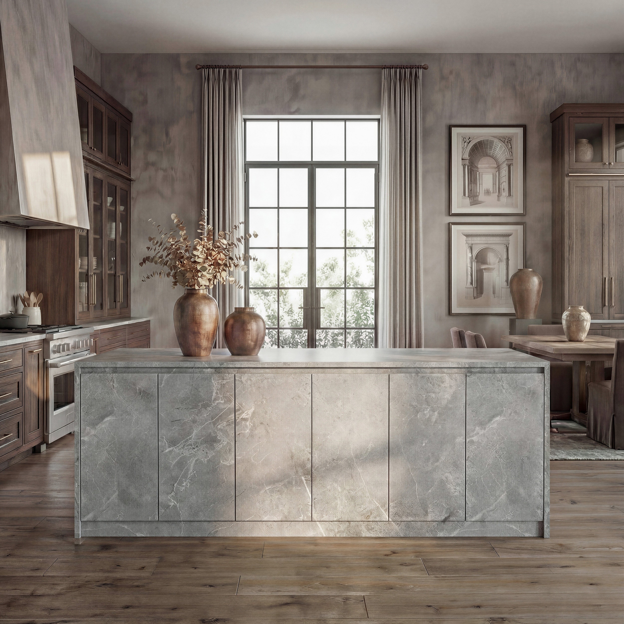 94.5” Extra Large Kitchen Island with Storage, Stone-Look Counter Height Island, Fully Assembled Modern Kitchen Furniture