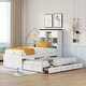 preview thumbnail 6 of 21, Captain Bed with Bookcase Headboard, Solid Wood Storage Platform Bed with Trundle & 3 Storage Drawers, for Kids Girls Boys