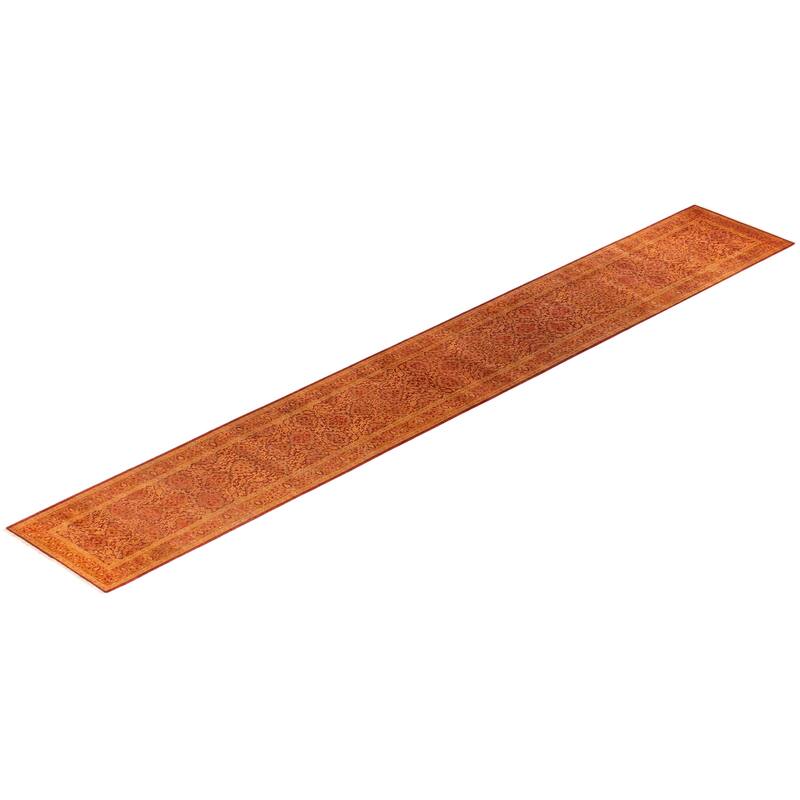 Overton Hand Knotted Wool Vintage Inspired Traditional Mogul Orange Runner Rug - 2' 8" x 19' 1"