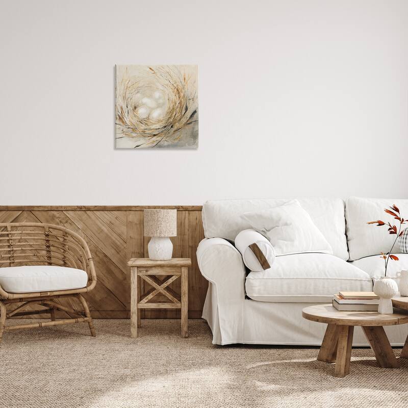 Stupell Abstract Baby Bird Egg Nest Countryside Animals Canvas Wall Art - Multi-Color