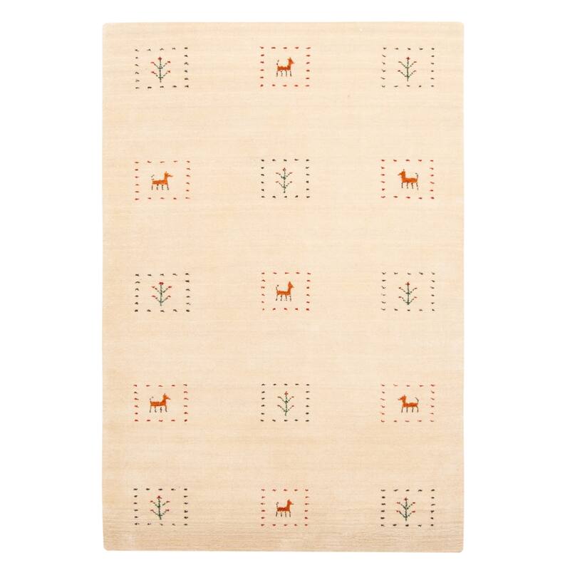ECARPETGALLERY Hand Loomed Kashkuli Gabbeh Cream Wool Rug - 3'1 x 4'10