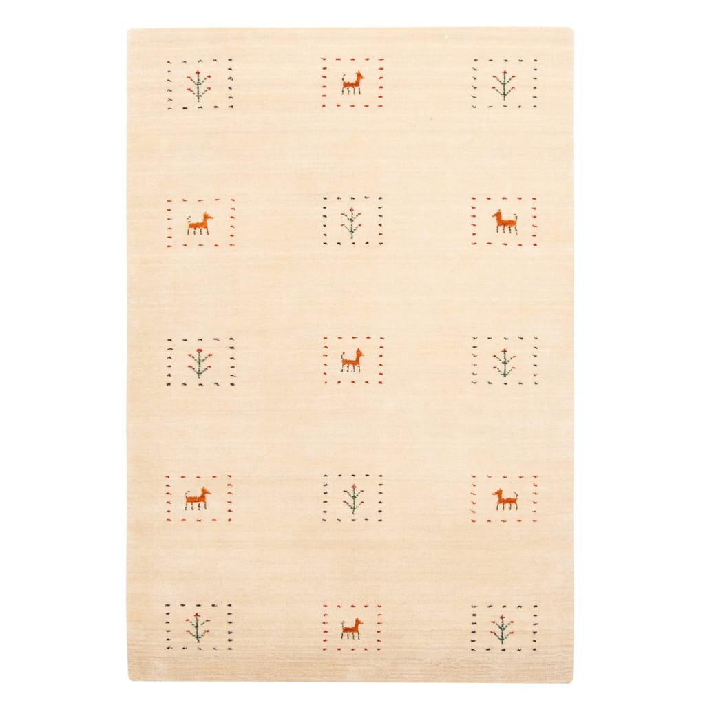 ECARPETGALLERY Hand Loomed Kashkuli Gabbeh Cream Wool Rug - 3'1 x 4'10