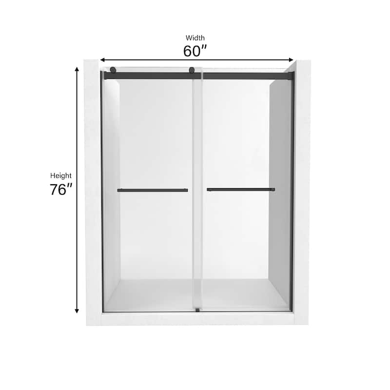 CASAINC 48"/60"W x 76"H Double Sliding Frameless Shower Door with Clear Glass