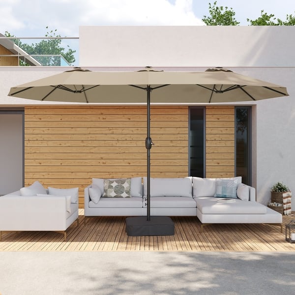 4 sided patio umbrella PURPLE LEAF 15ft Market with Solar LED and Base Double-Sided Rectangle Outdoor Table Sun Umbrellas with Crank for Pool Beach Deck Backyard Navy Blue : Patio, Lawn & quality fabric P4 Wall Mounted Umbrella -