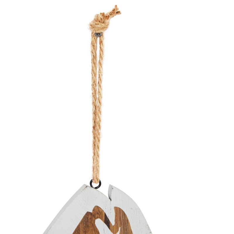 White Wood Fish Home Wall Decor with Hanging Rope (Set of 3)