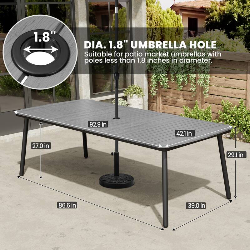 Outdoor Patio Dining Table Rectangular Aluminum Outdoor Table for 6/8/10 Person