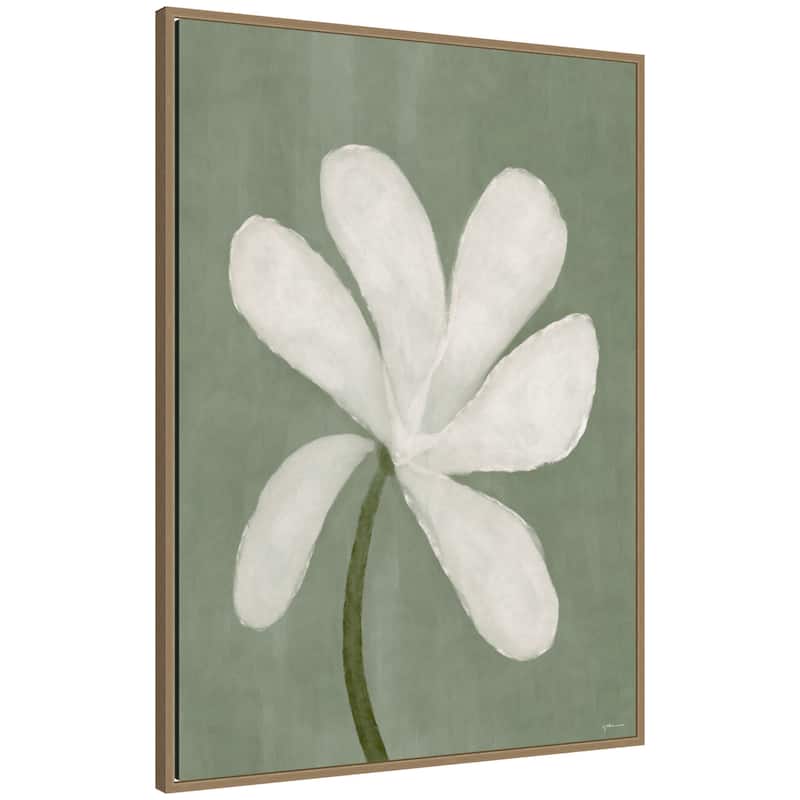 Kate and Laurel White Floral by Gabrielly Guedes Framed Canvas Wall Art Print - 28x38 - Gold