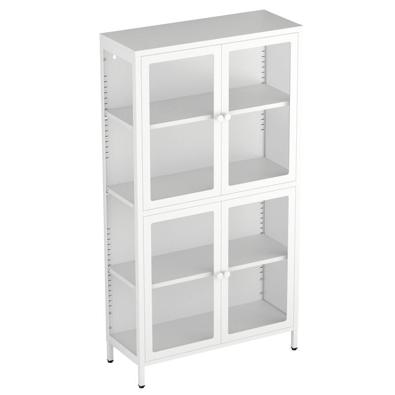 Elegant 59" Glass Door Storage Cabinet with Adjustable Shelves