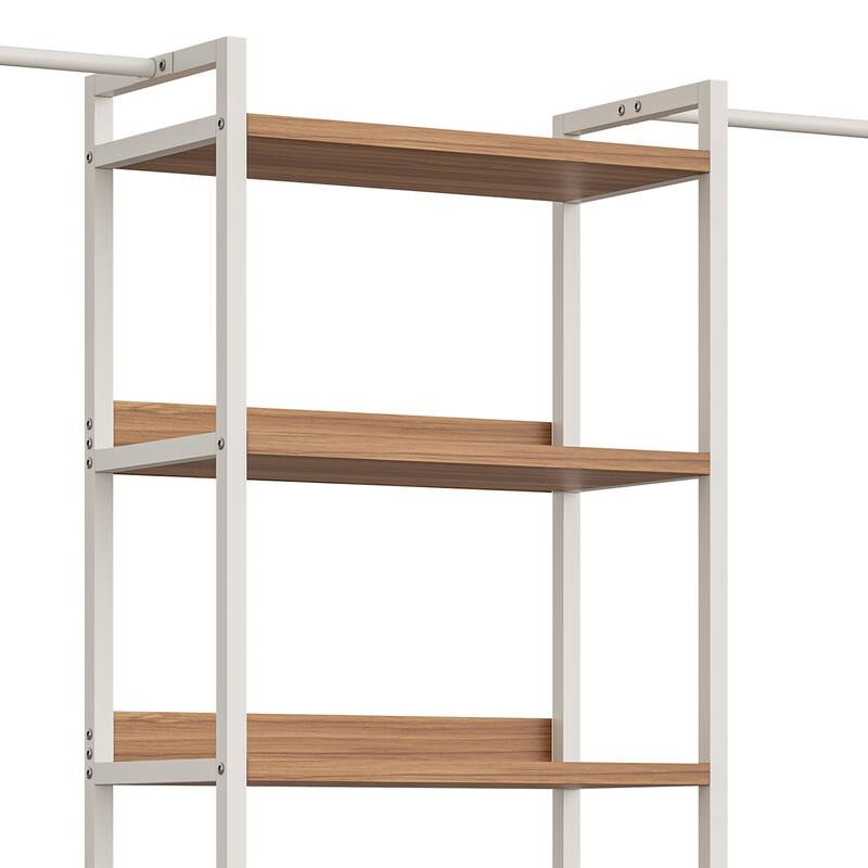 Moasis Closet Organizer with 4 Expandable Hanging Rods, Garment Rack Heavy Duty Clothes Rack with Storage Shelves