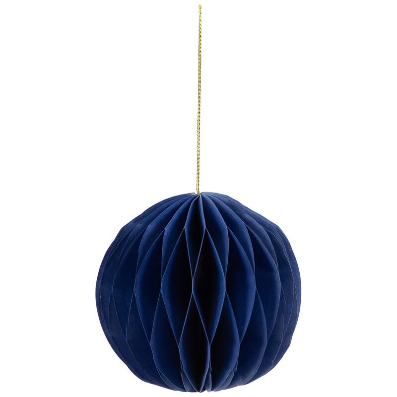 Accordion Honeycomb Foldable Paper Christmas Ornaments - 4" - Navy Blue - Set of 4