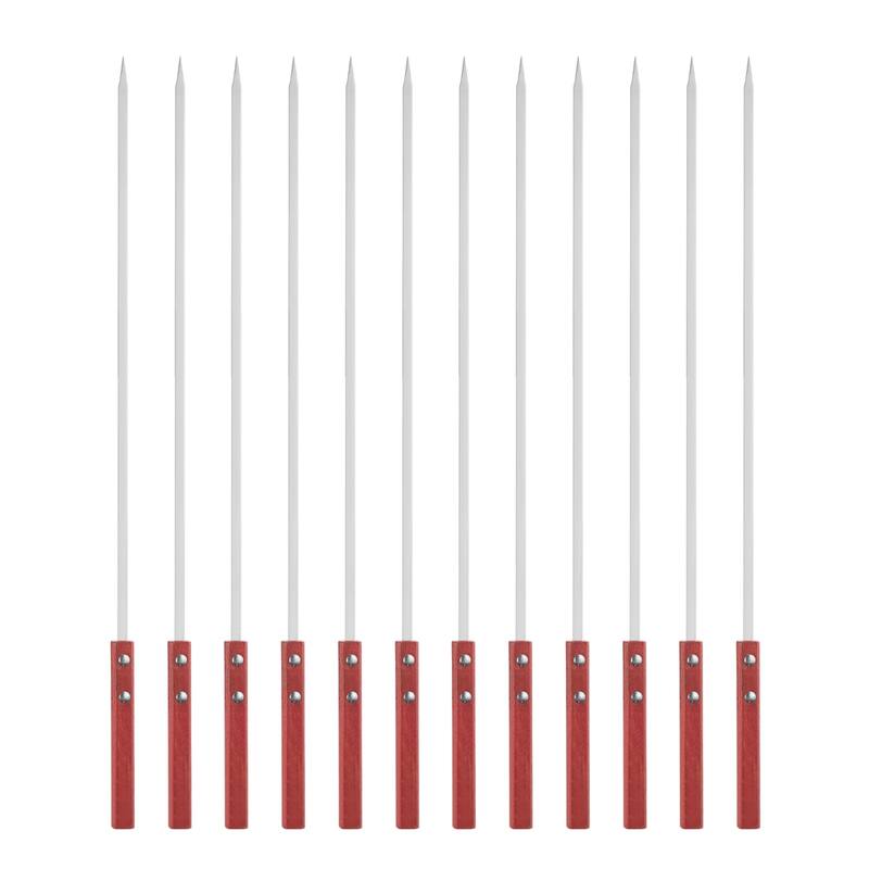 12pcs Kebob Skewers 50cmx7mmx2mm Flat Sticks with Wood Handle