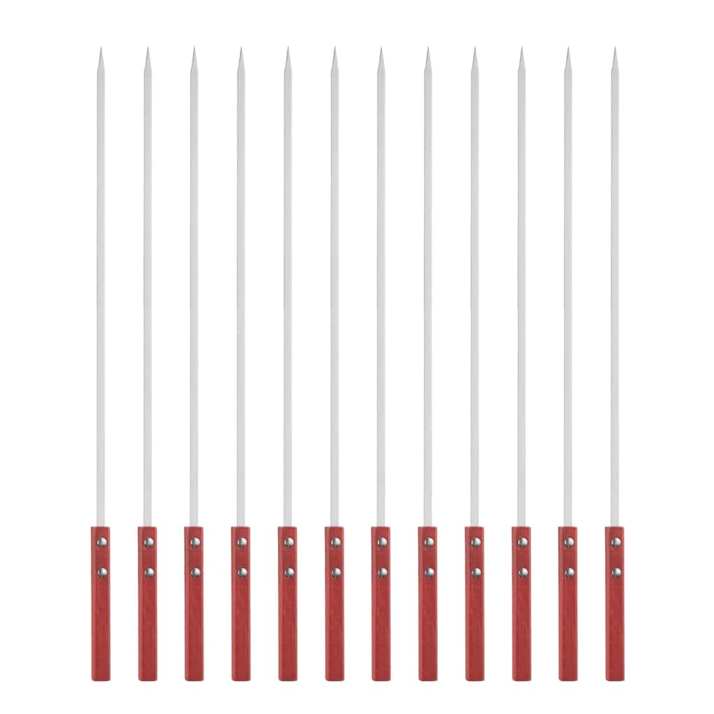 12pcs Kebob Skewers 50cmx7mmx2mm Flat Sticks with Wood Handle