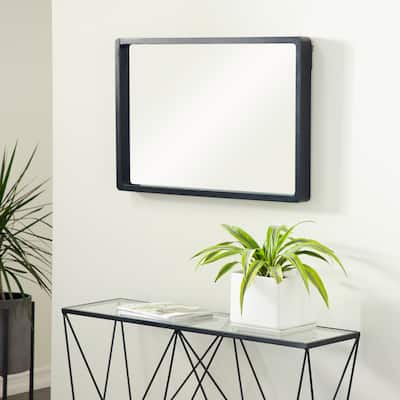 Black Wooden Minimalistic Room Wall Mirror