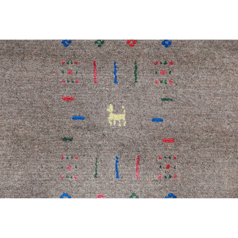 Hand Knotted Oriental 100% Wool Carpet Tribal Tribal Greys & Charcoal Gabbeh Area Rug - 10' 0'' X 8' 1''
