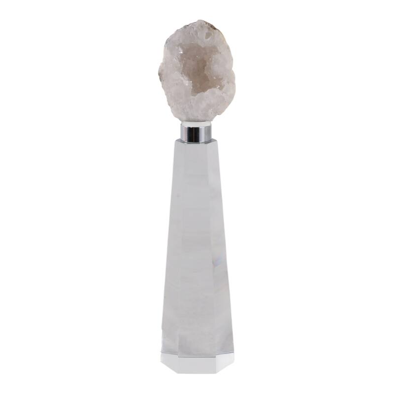 Crystal Stone Decorative Object Modern Geometric Glass Base Home Decor