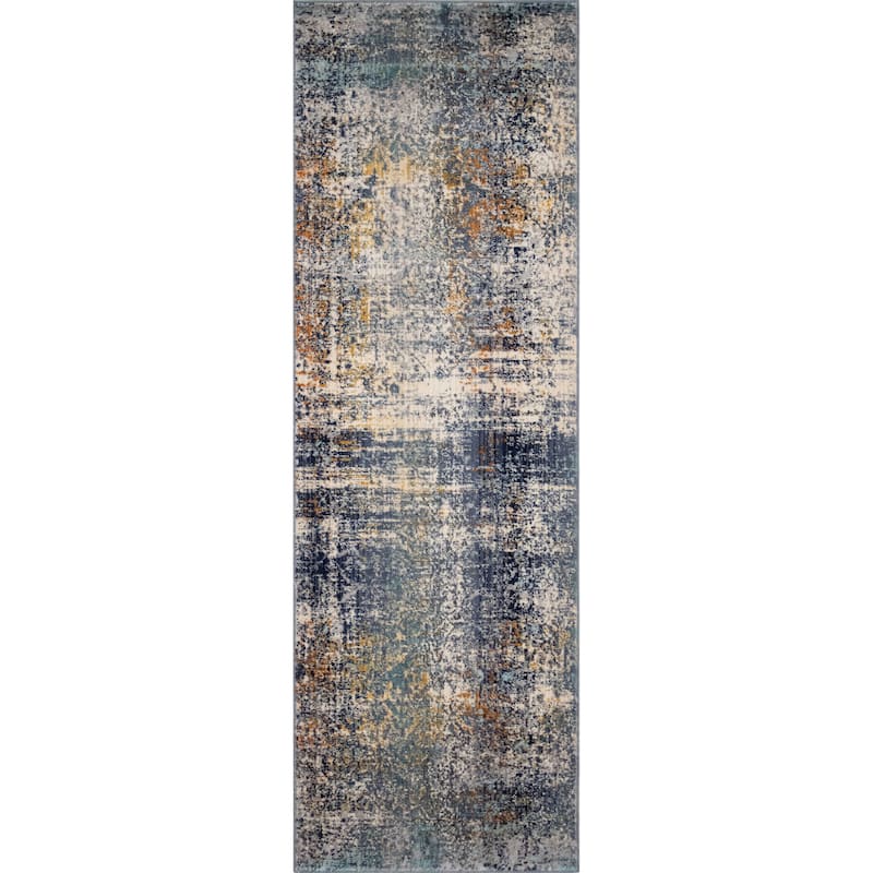 Noori Rug Westfield High-low Pile Delphine Rug - 2'0" x 6'1" - Blue/Ivory