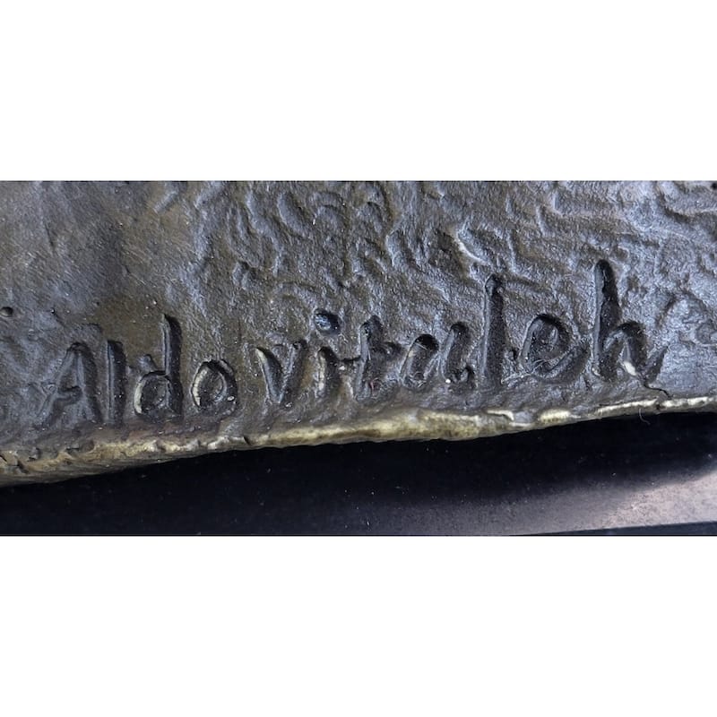 Polo Jockey On Horseback Equestrian Bronze Statue Sculpture Signed Art On Marble Base