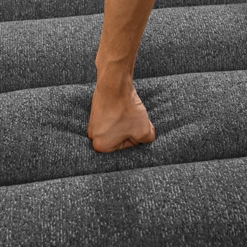 Modular Sectional Sofa with L-Shape Chaise Lounge, Chenille Upholstered Boneless Couch, Corner Sofa with Wave-Shaped Armrest