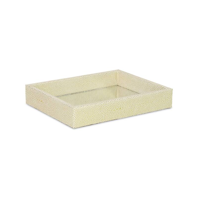 HomeRoots 10" White And Gold Rectangular Mirrored Tray