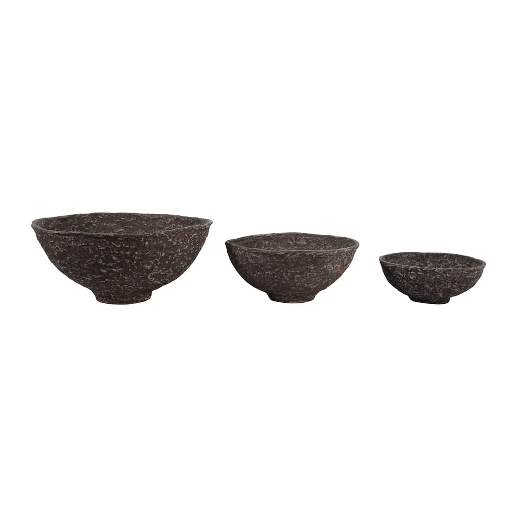 Pottery Paper Mache Bowls Handcrafted Unique Texture (Set of 3)
