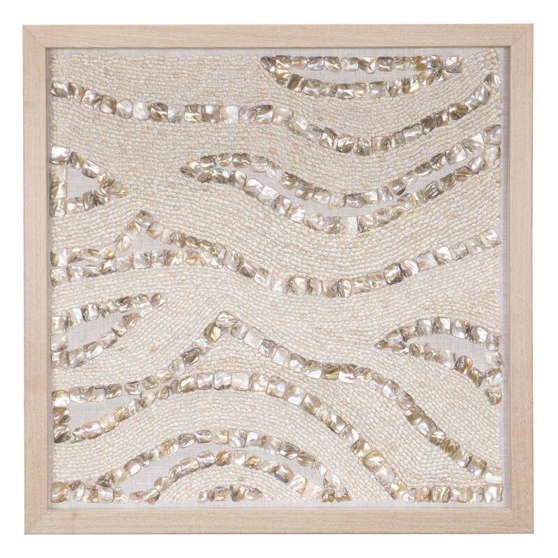 HUJI Handmade Pearl & Seashell Shadow Box Wall Decor for Bathroom Bedroom