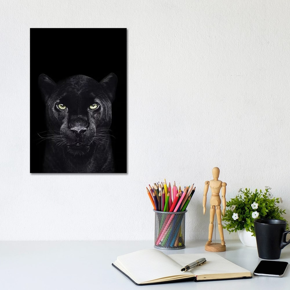 iCanvas "The Panther On Black" by Valeriya Korenkova Canvas Print