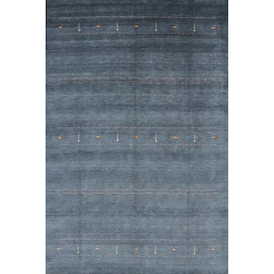 Hand Knotted Oriental 100% Wool Carpet Tribal Animal Pictorial Navy Blue & Blues Gabbeh Area Rug - 9' 11'' X 8' 0''