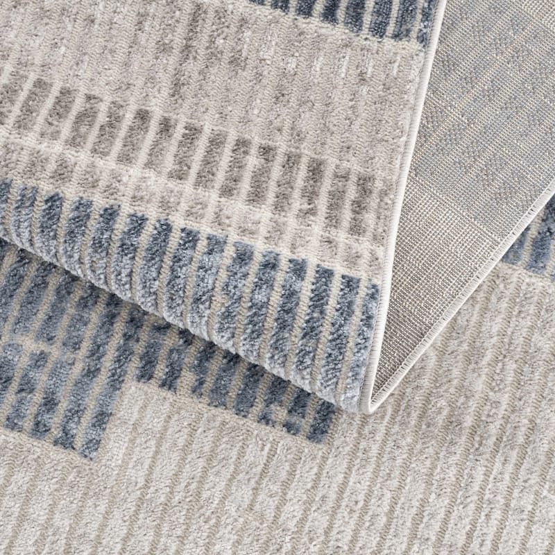 Hauteloom Calum Living Room, Bedroom Area Rug - Farmhouse - High Pile - Pink,Gray - 7'9" x 9'6"