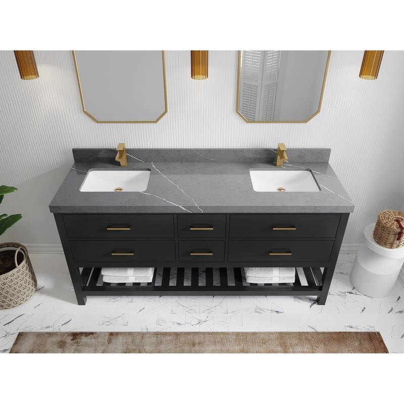Willow Collections 72 in. W x 22 in. D Parker Double Sink Bathroom Vanity with Countertop