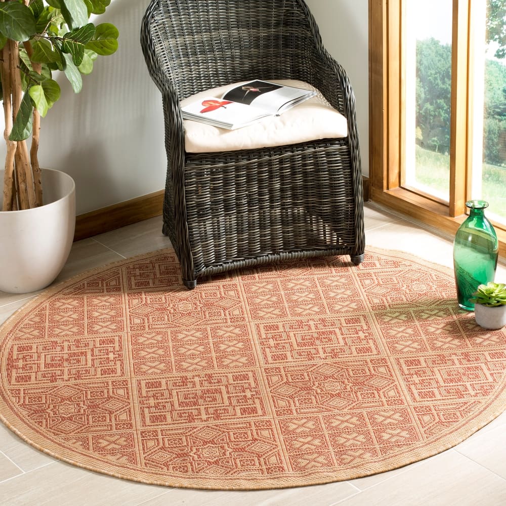 SAFAVIEH Courtyard Jacklyn Geometric Block Indoor/ Outdoor Area Rug